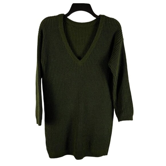 Lulus Women V Neck Backless/Reversible Pullover Knit Sweater Mini Dress Size S - Picture 1 of 6